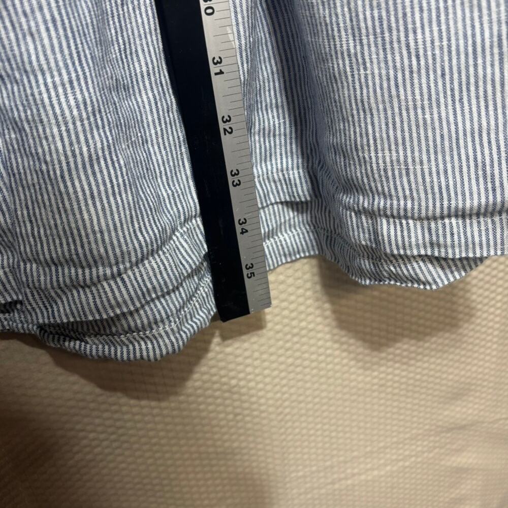 Lucky Brand 100% Linen Blue White Striped Sleeveless Tiered V-Neck Dress Size S - Picture 6 of 7